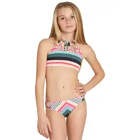 Billabong Sun Faded High Neck Youth Girls Two Piece Swimwear (Brand New)