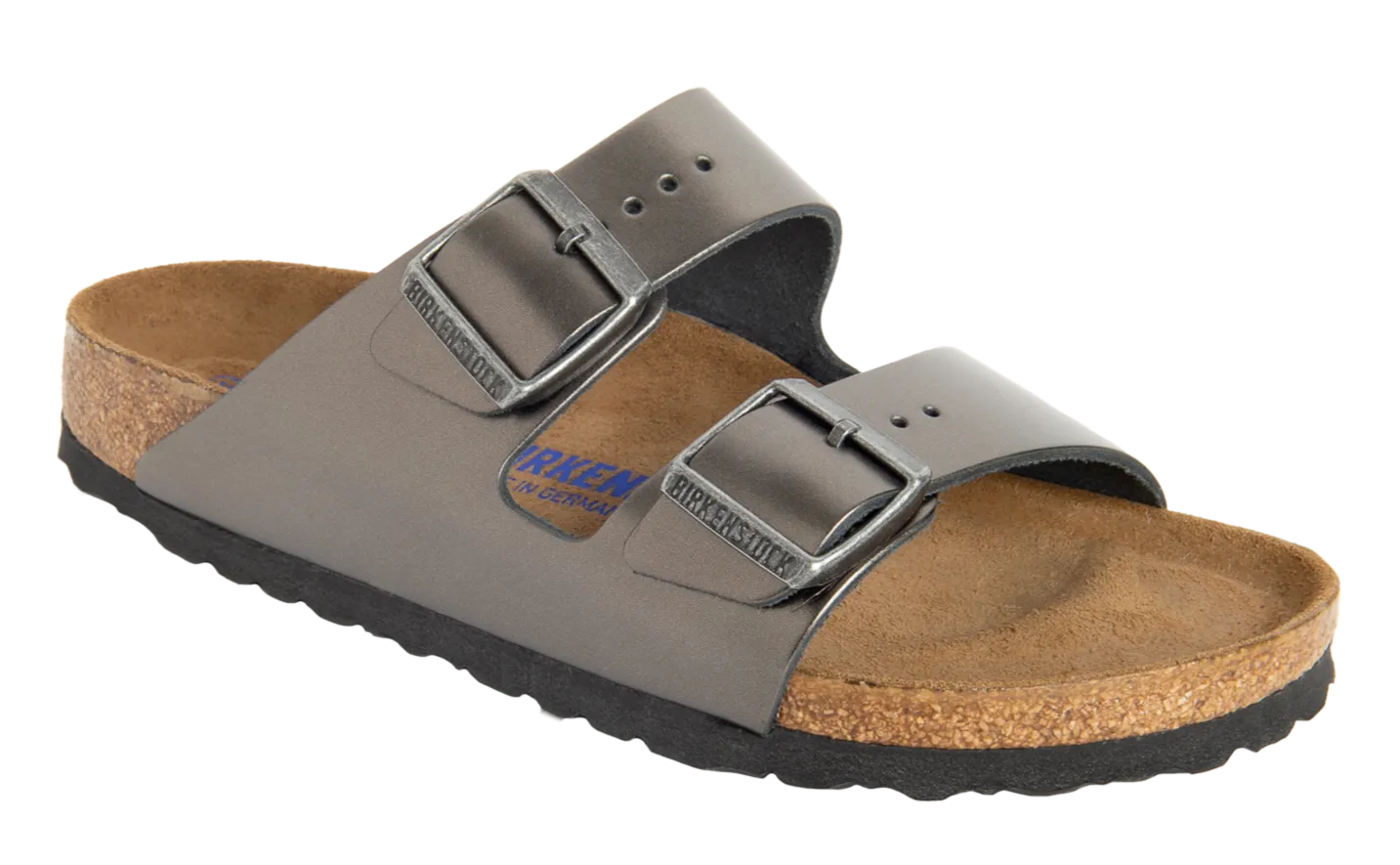 Birkenstock Arizona Soft Footbed Metallic Leather Anthracite