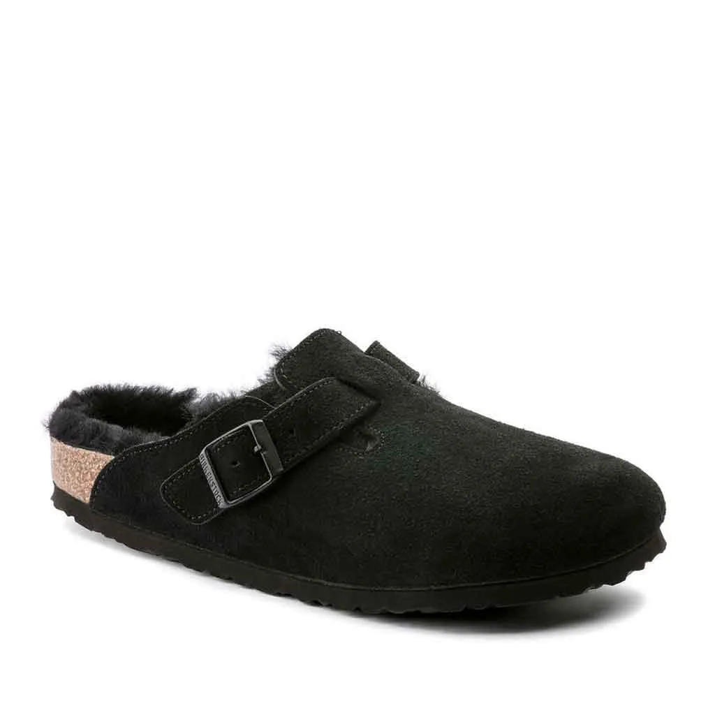 Birkenstock Boston Shearling for Women - Black Suede