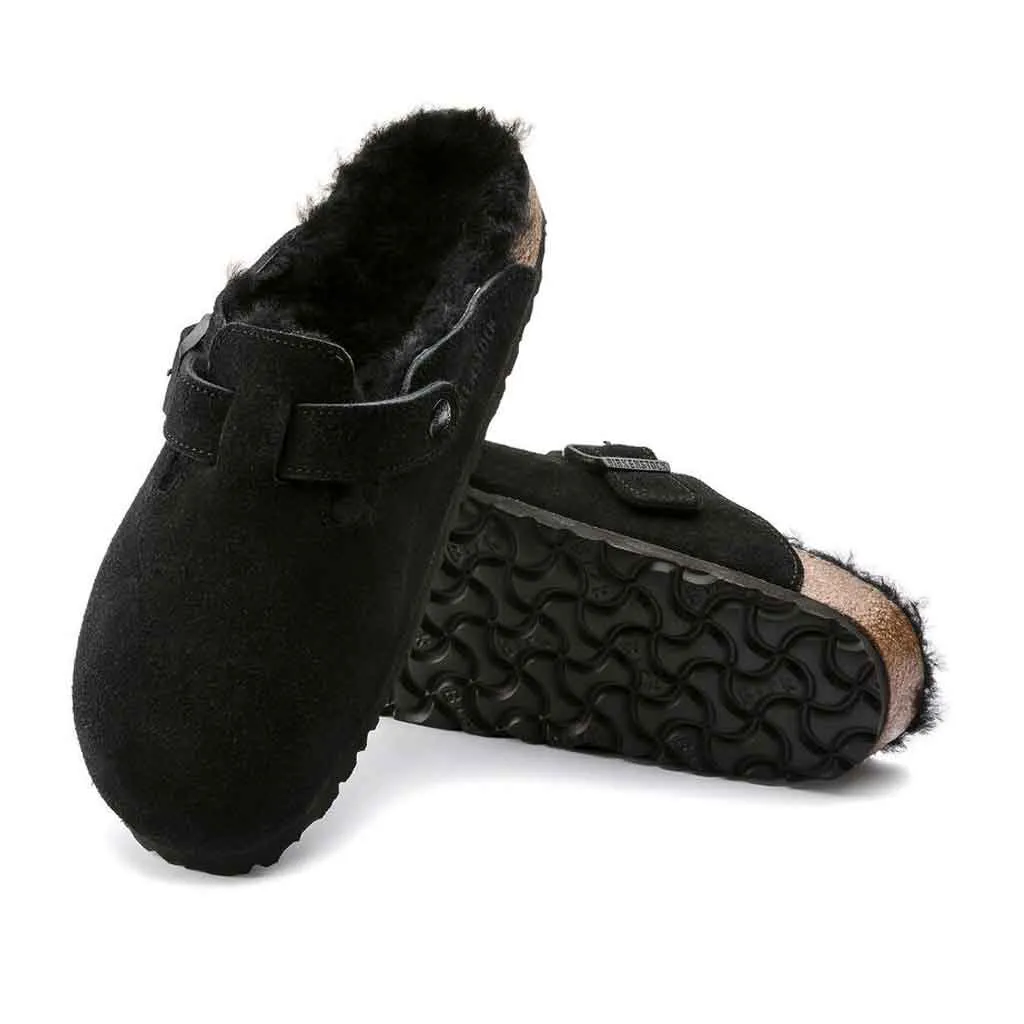 Birkenstock Boston Shearling for Women - Black Suede