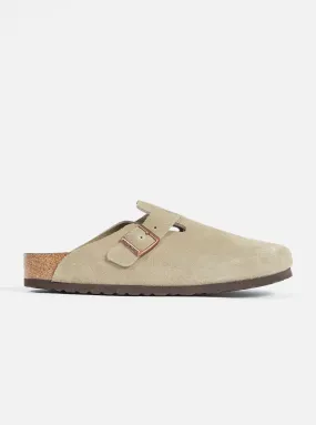 Birkenstock Soft Footbed Boston in Taupe Suede