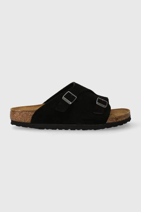 Birkenstock suede sliders women's black color