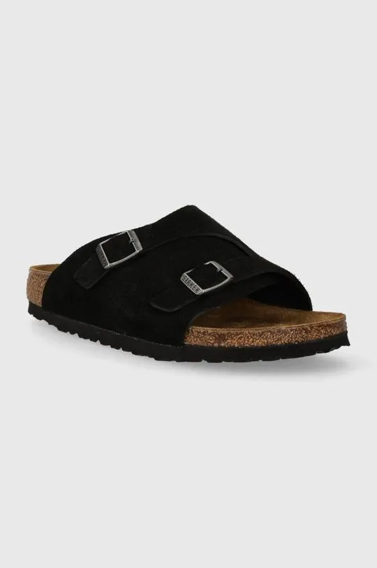 Birkenstock suede sliders women's black color