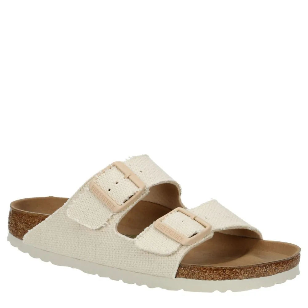 BIRKENSTOCK  WOMENS ARIZONA ROUGH CANVAS VEGAN FOOTBED SANDAL