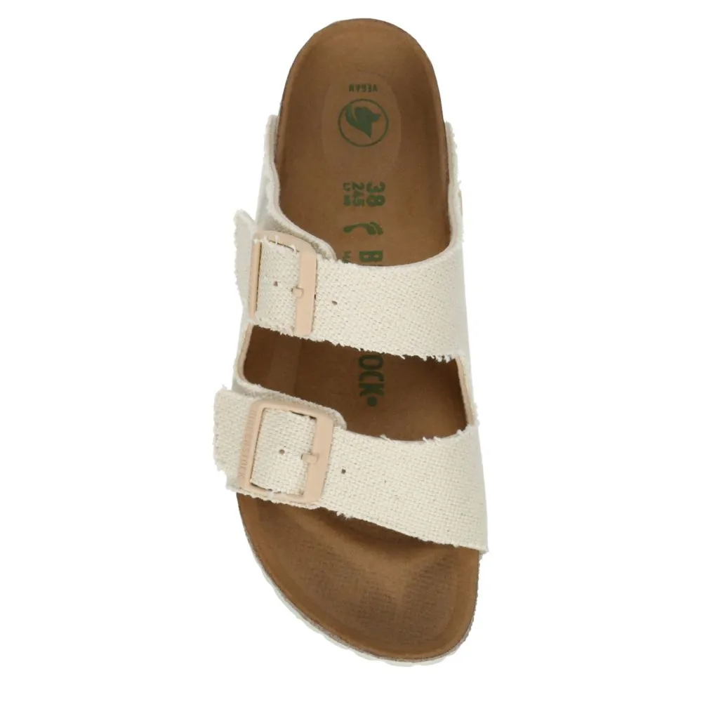 BIRKENSTOCK  WOMENS ARIZONA ROUGH CANVAS VEGAN FOOTBED SANDAL