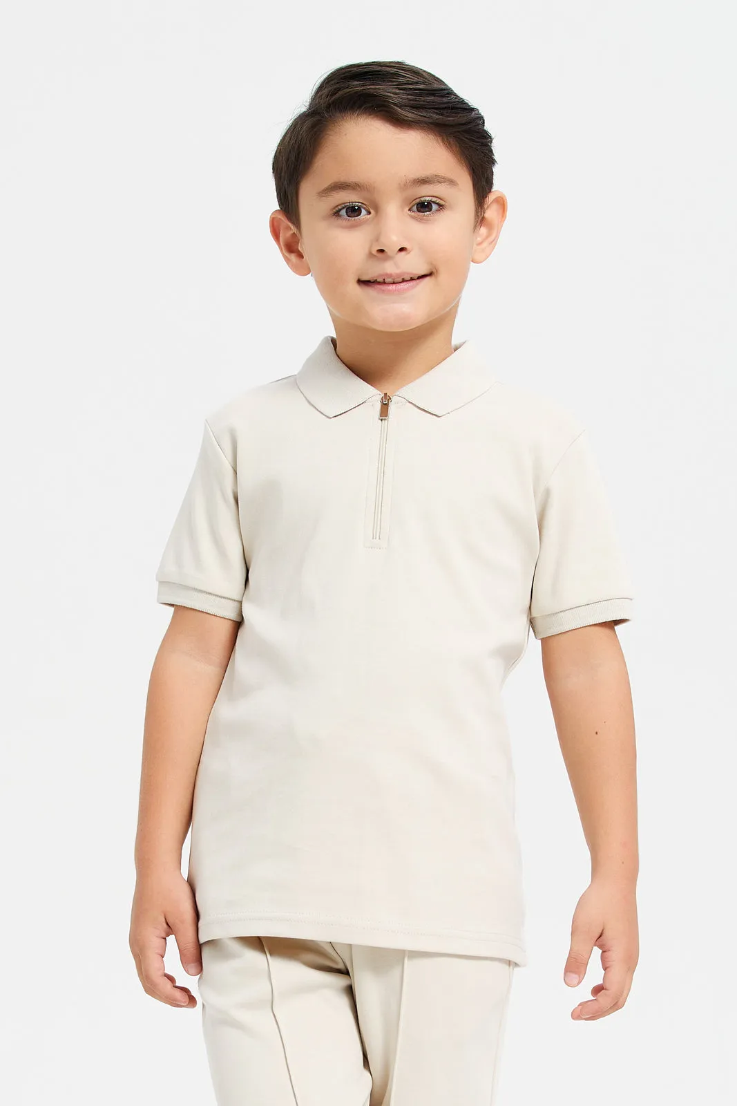 Boys Grey Polo With Shorts Set (Pack of 2)