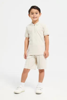 Boys Grey Polo With Shorts Set (Pack of 2)