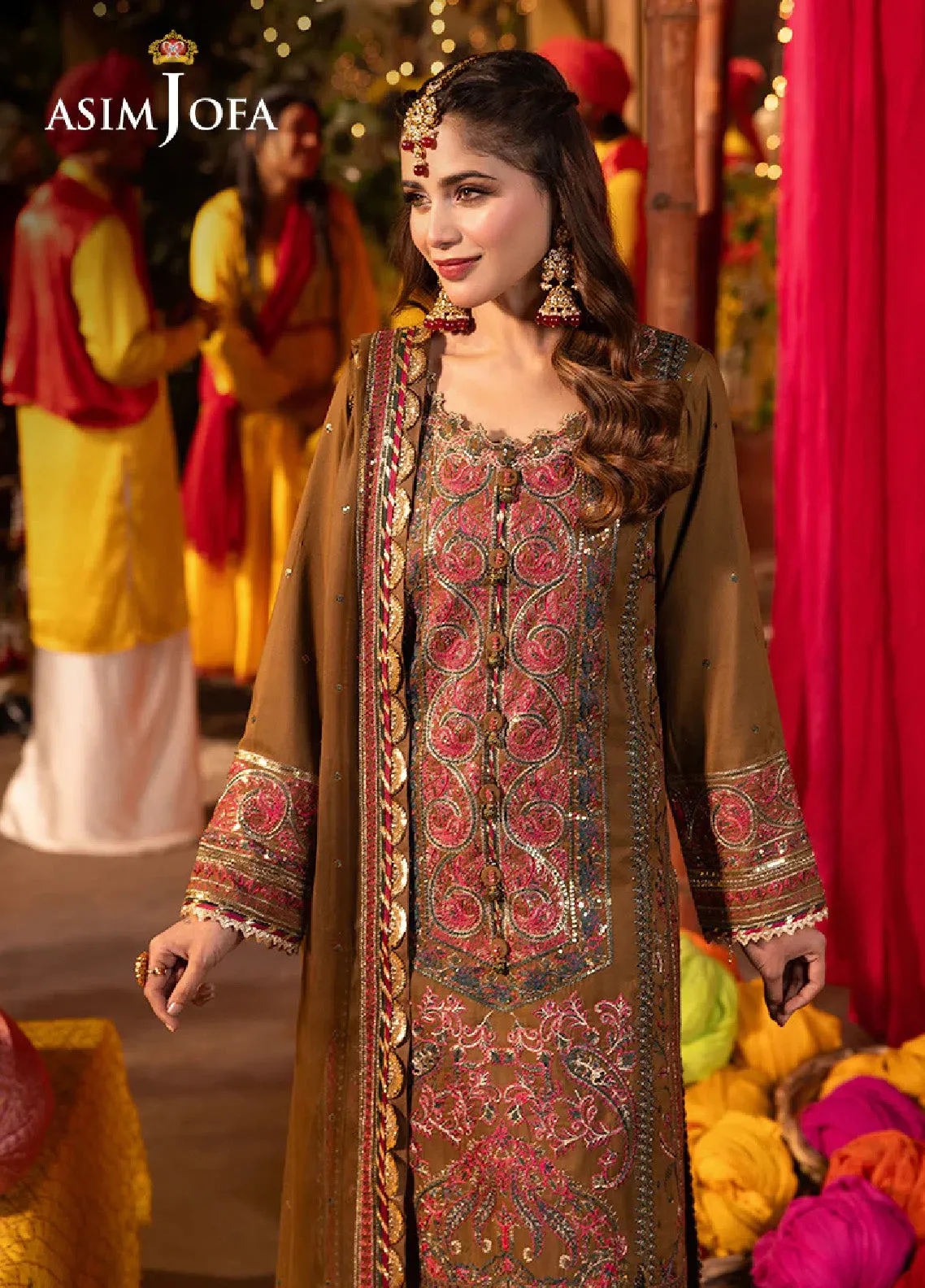 Chamak Damak By Asim Jofa Luxury Festive Embroidered Lawn 3 Piece Unstitched Suit AJ24CD AJCD-08