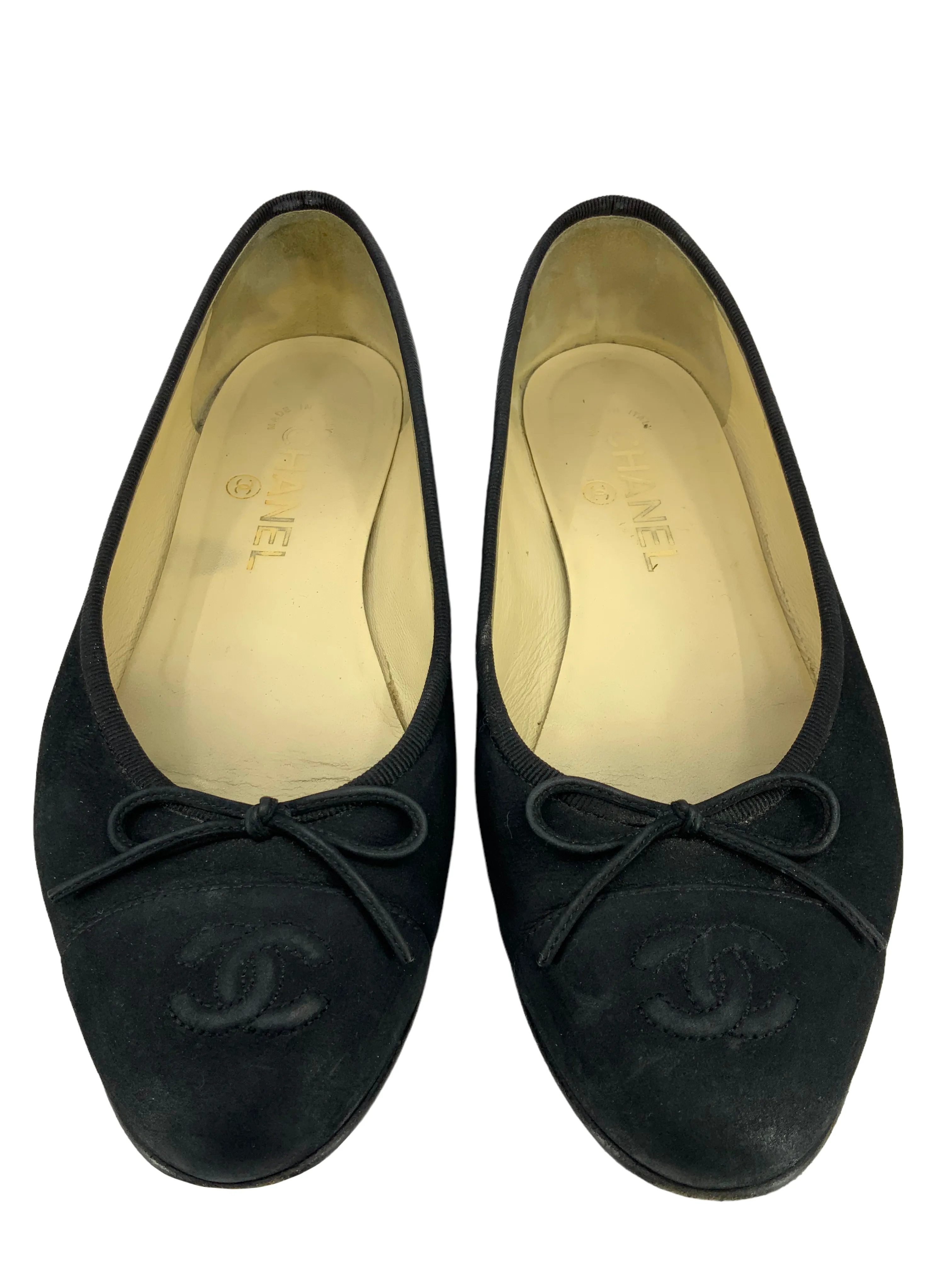 Chanel CC Cap Toe Suede Ballet Flats Size 7.5