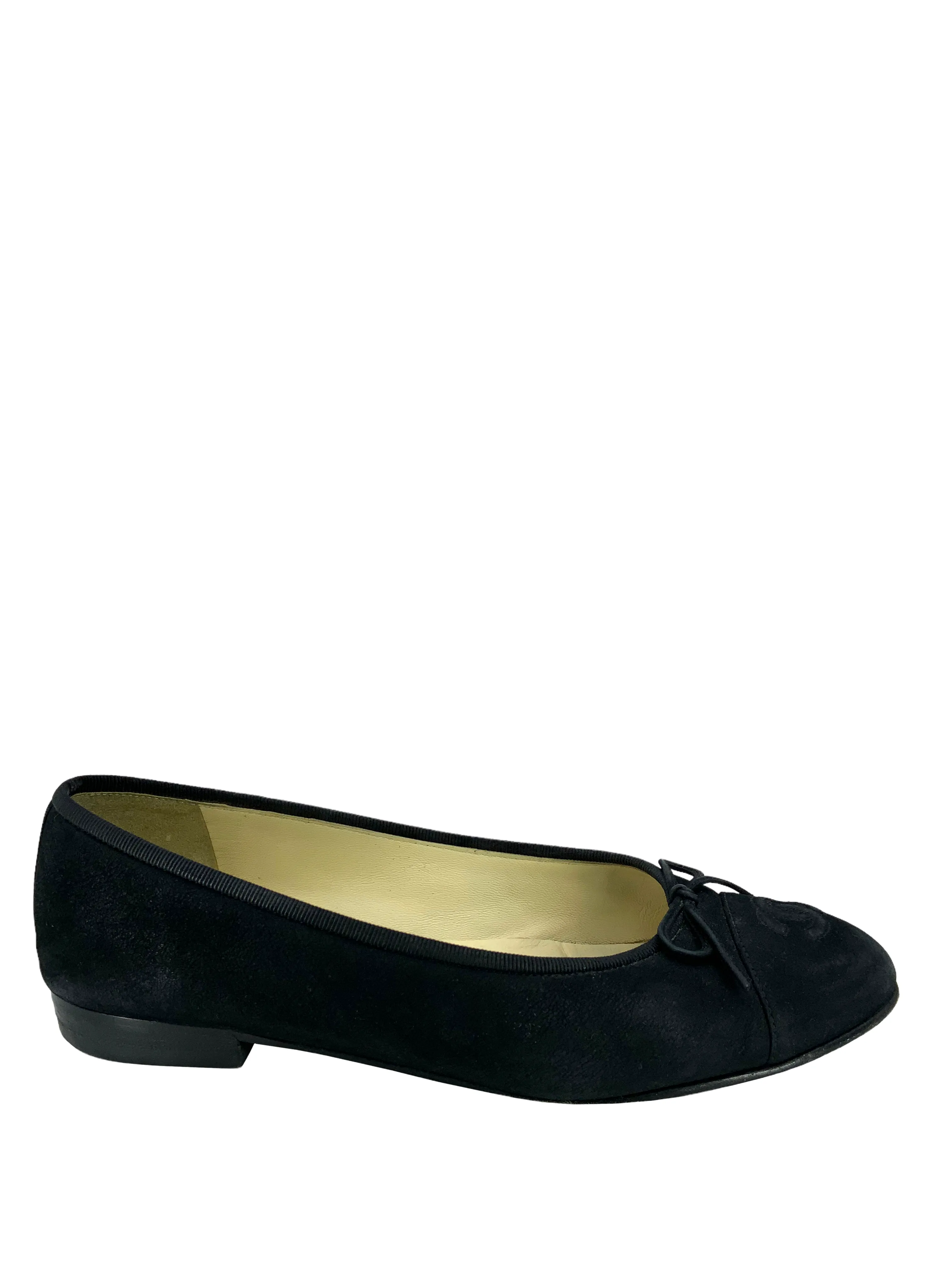 Chanel CC Cap Toe Suede Ballet Flats Size 7.5