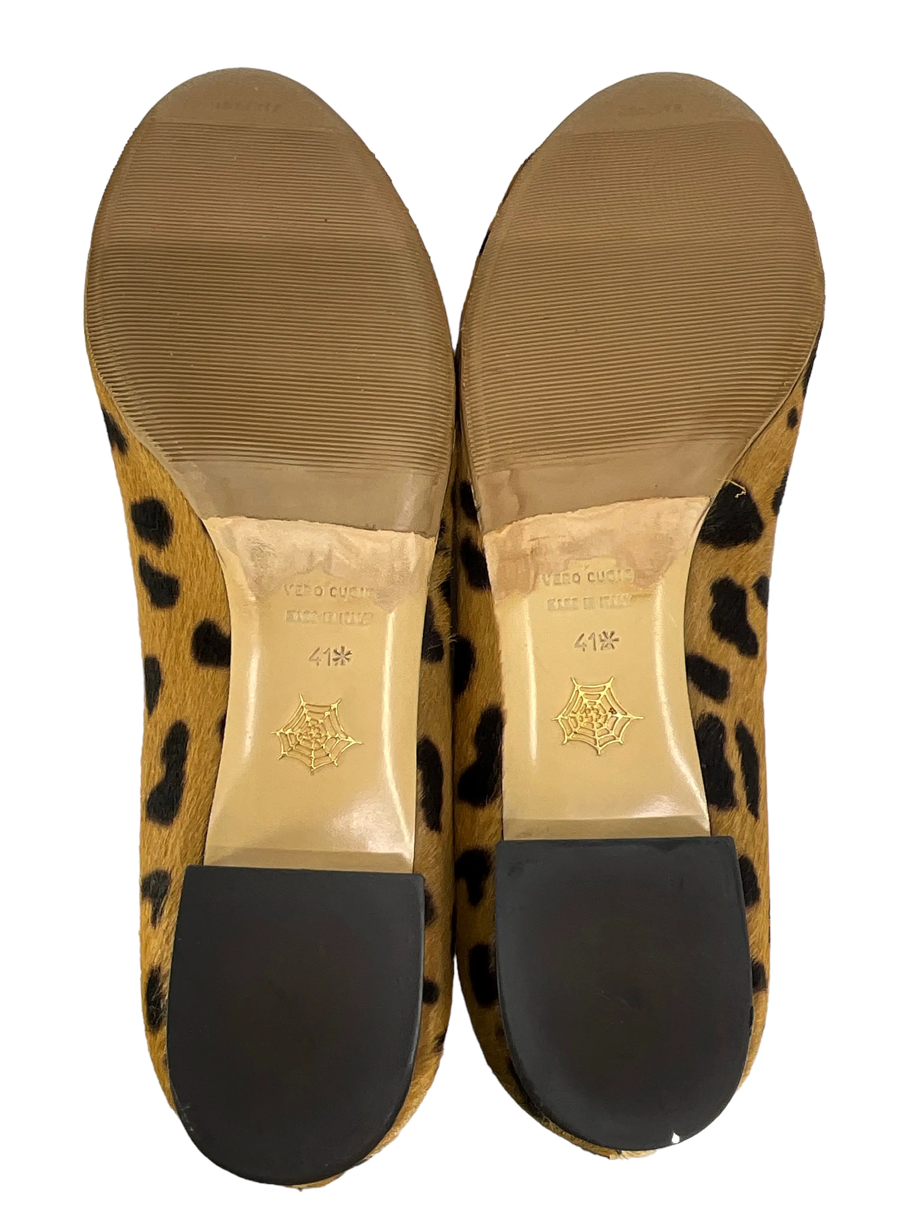 Charlotte Olympia Leopard Print Calf Hair Kitty Cat Flats Size 11