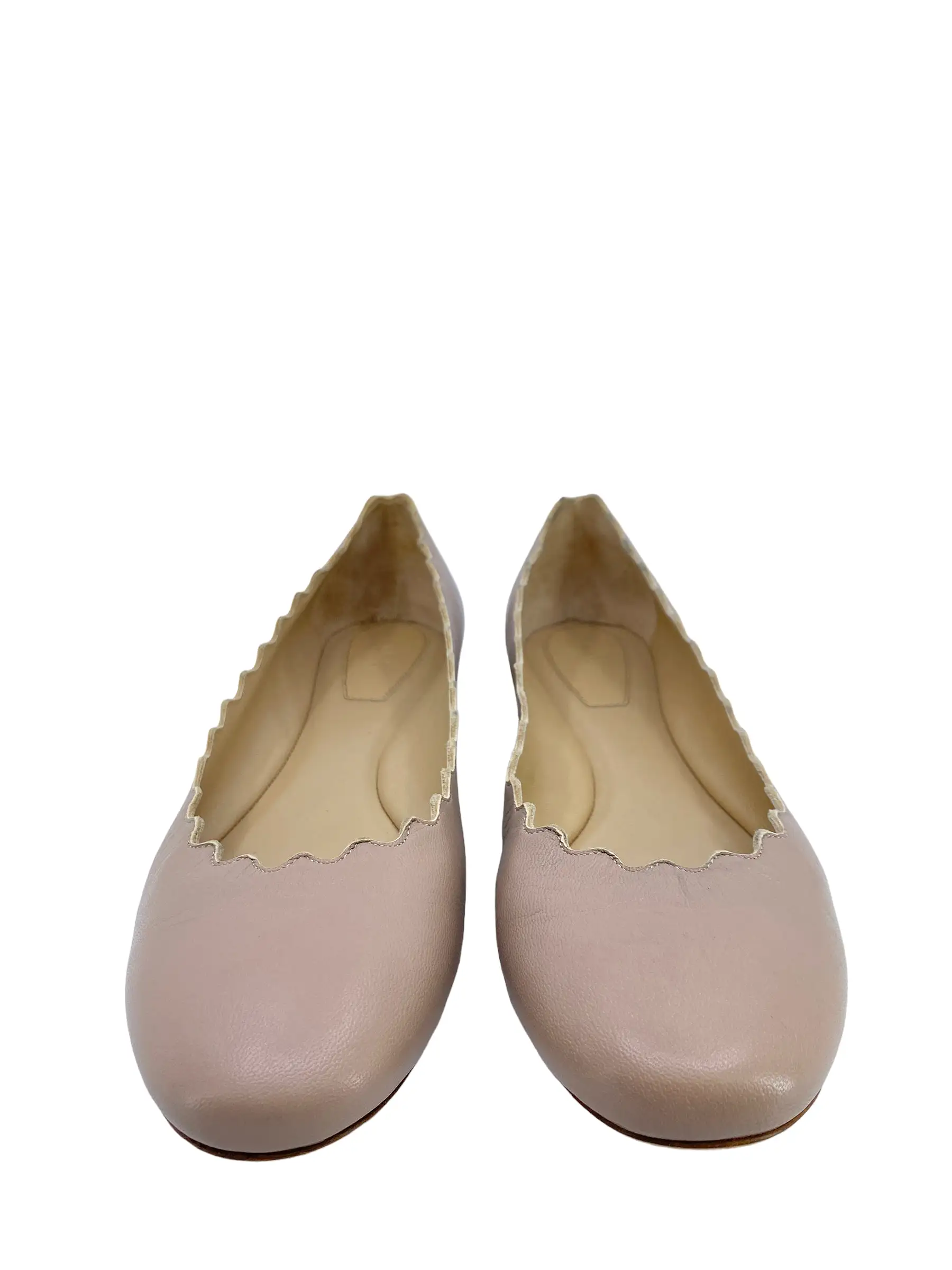 Chloe Lauren Scalloped Leather Ballet Flats Size 8.5