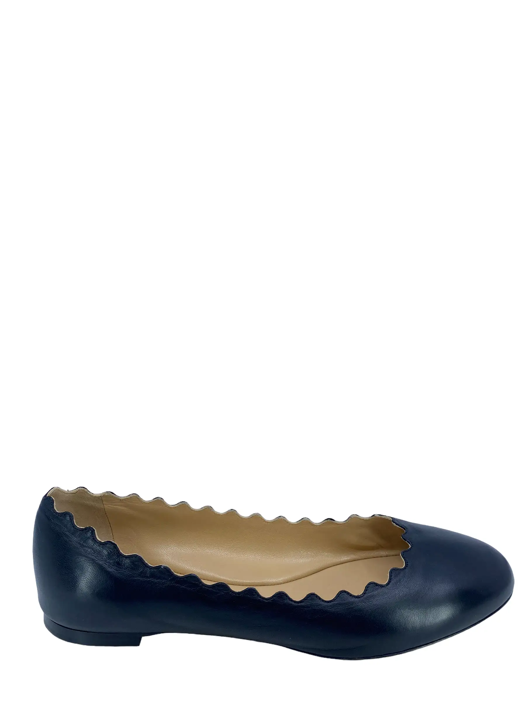 Chloe Lauren Scalloped Leather Ballet Flats Size IT 38.5