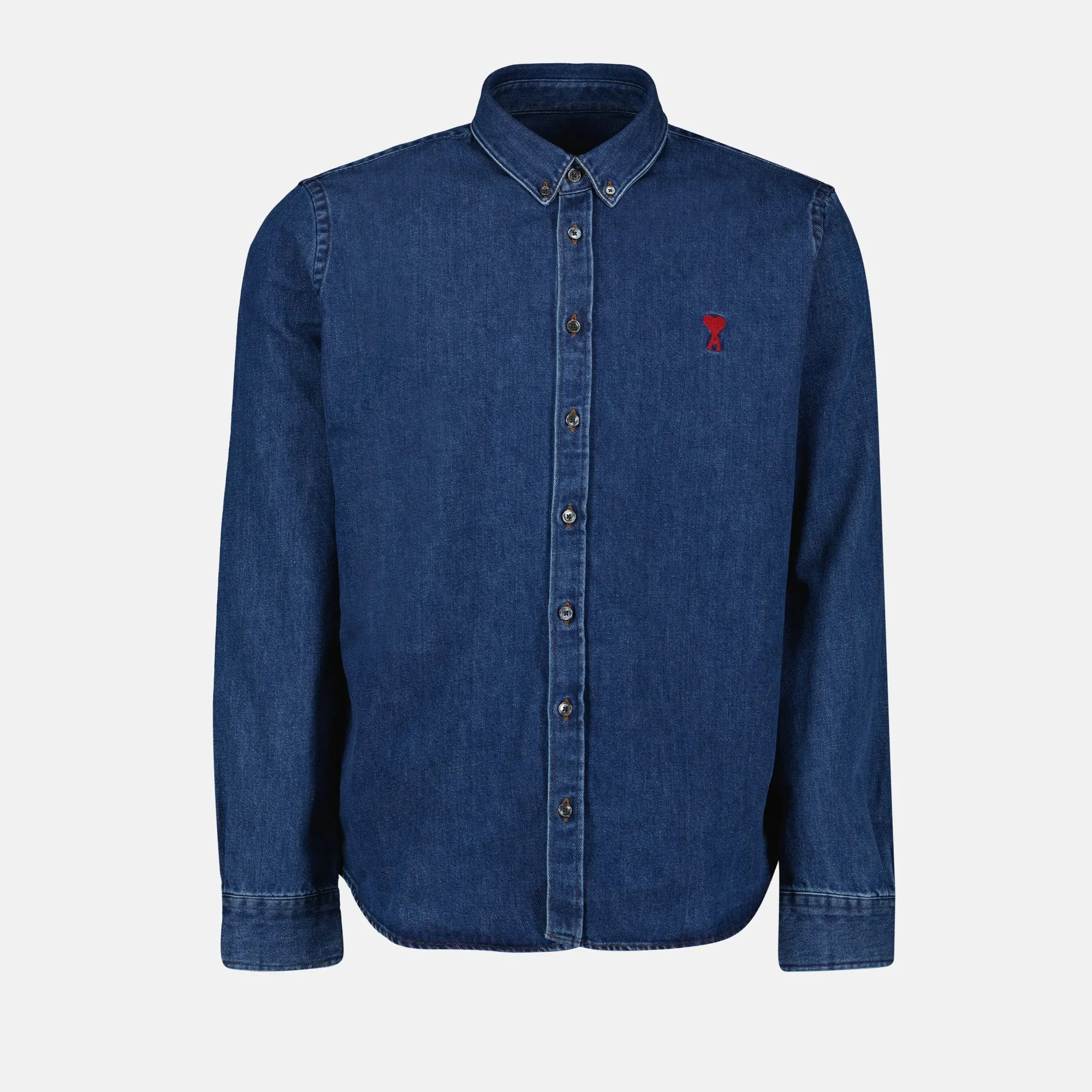 Classic Blue Denim Shirt With Heart Patch