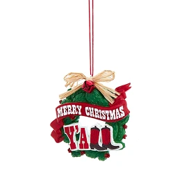 Cowboy Christmas Wreath Ornament