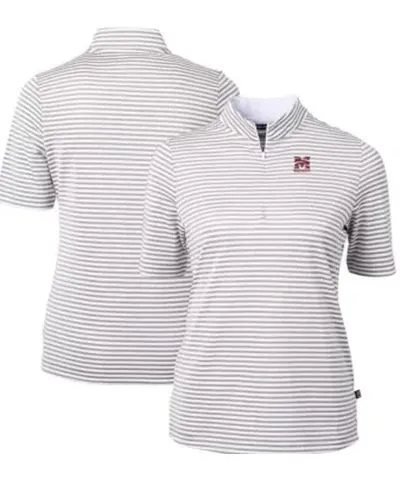 Cutter & Buck Morehouse Maroon Tigers NCAA Morehouse Tigers DryTec Virtue Eco Pique Stripe Recycled Polo