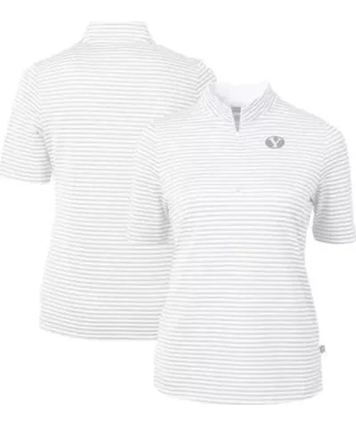 Cutter & Buck NCAA BYU Cougars DryTec Virtue Eco Pique Stripe Recycled Polo