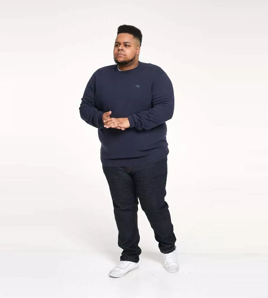 D555 Big Mens Navy Crew Neck Sweater (JOVANNI 2)