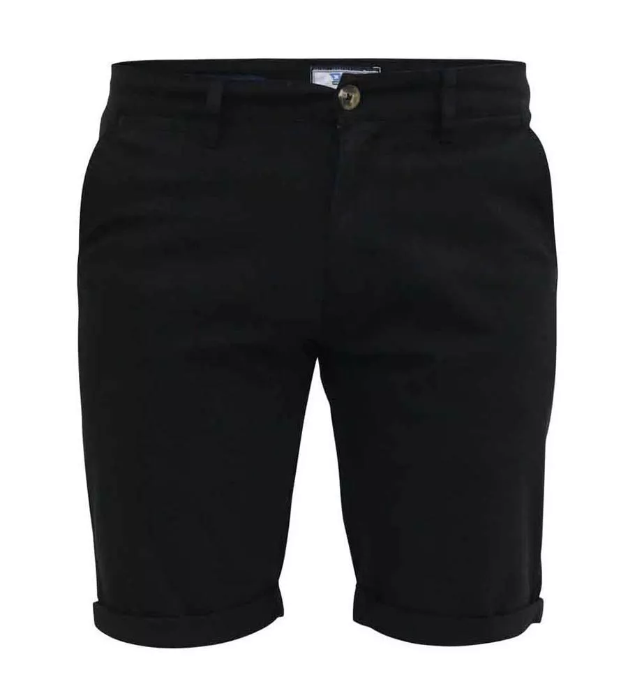 D555 Mens Black Stretch Chino Shorts (NELSON 2)