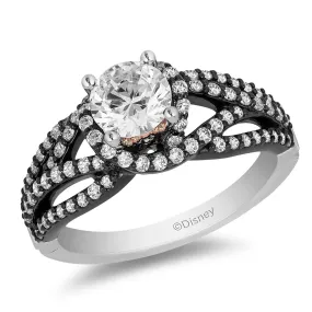 Enchanted Disney Fine Jewelry Black Rhodium over 14K White and Rose Gold with 1 1/4 Cttw Ursula Engagement Ring