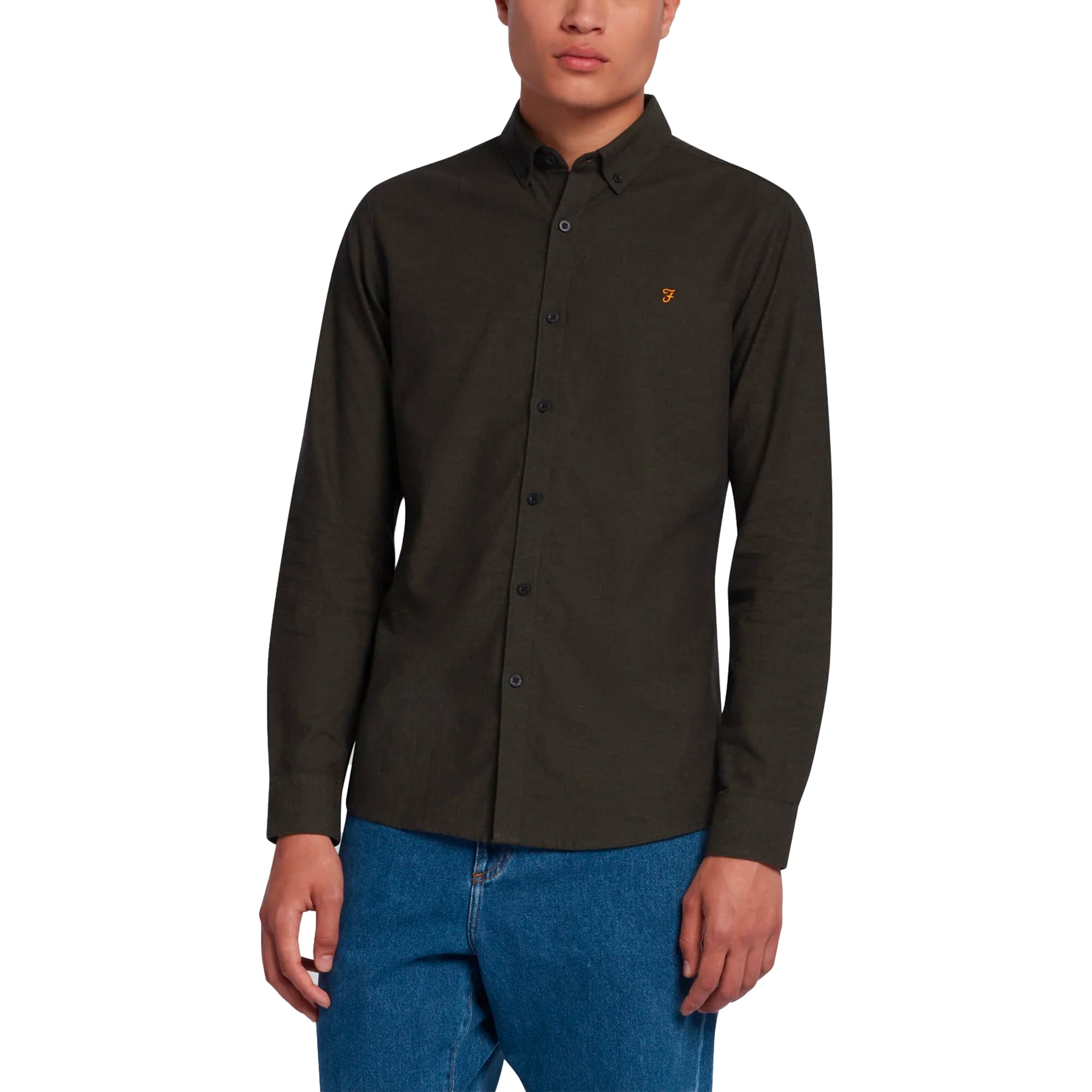 Farah Steen Brushed Cotton Shirt - Evergreen Marl