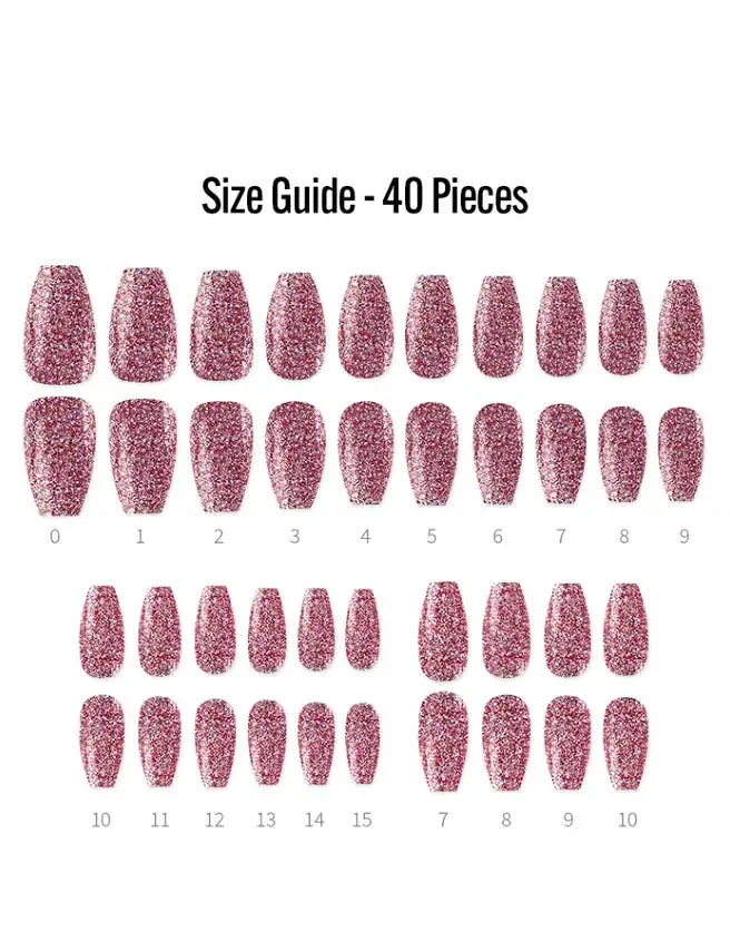 Finger Suit Rose Sprinkle Nails 40pcs Hand Artificial Fake Nails Long Pretty Art Tips Beauty Pink Coffin Shape Press On Gliter