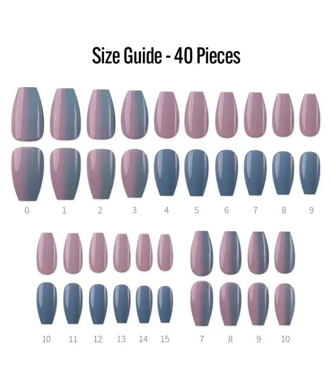 Finger Suit Up & Down Nails 40pcs Hand Artificial Fake Nails Long Pretty Art Tips Beauty Two Tone