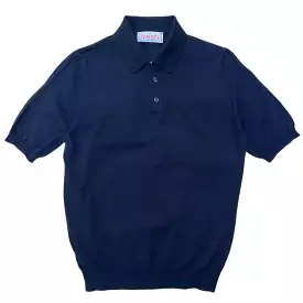 FRESH Extra Fine Crepe Cotton Knitted Polo In Navy