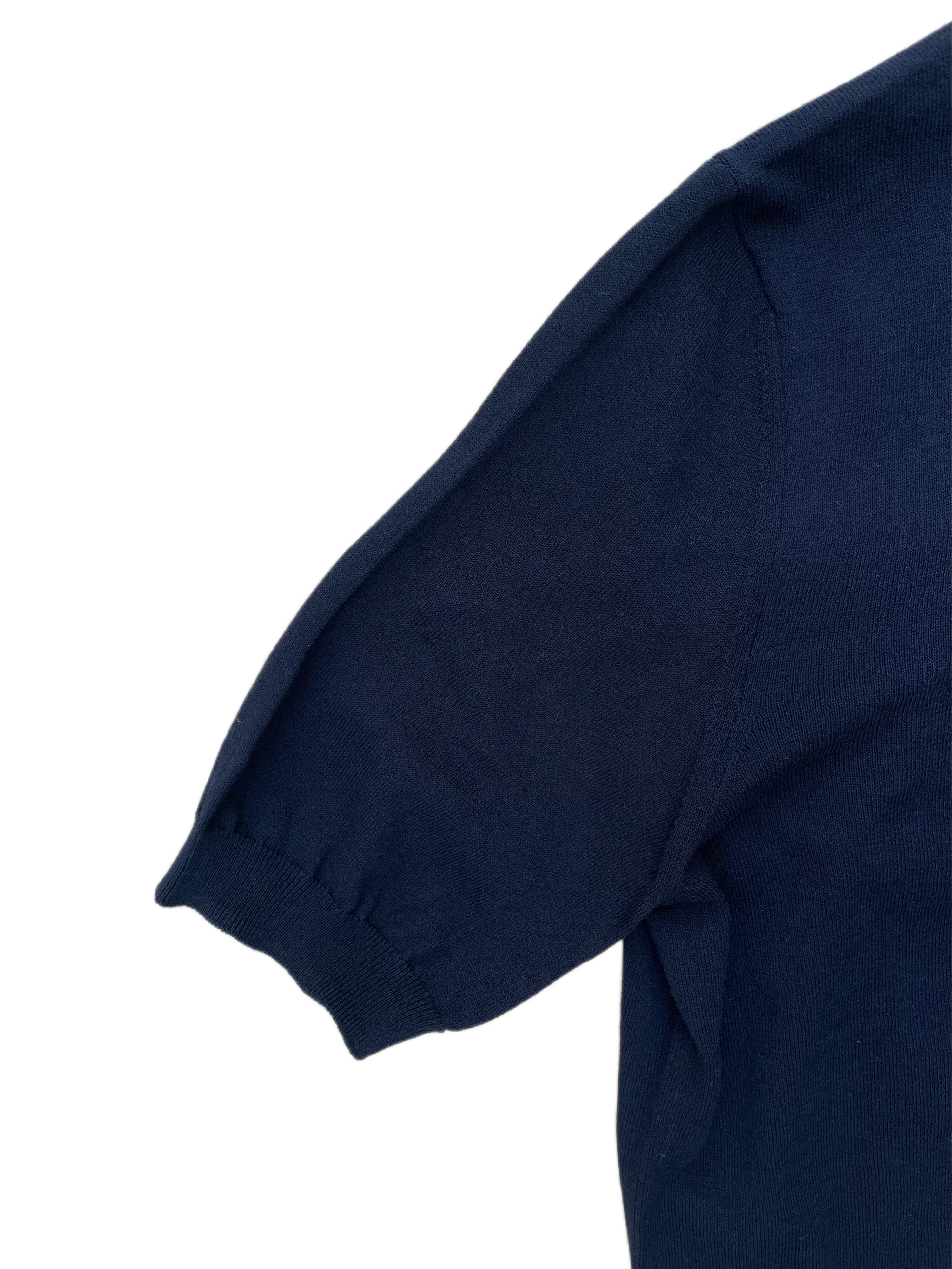 FRESH Extra Fine Crepe Cotton Knitted Polo In Navy