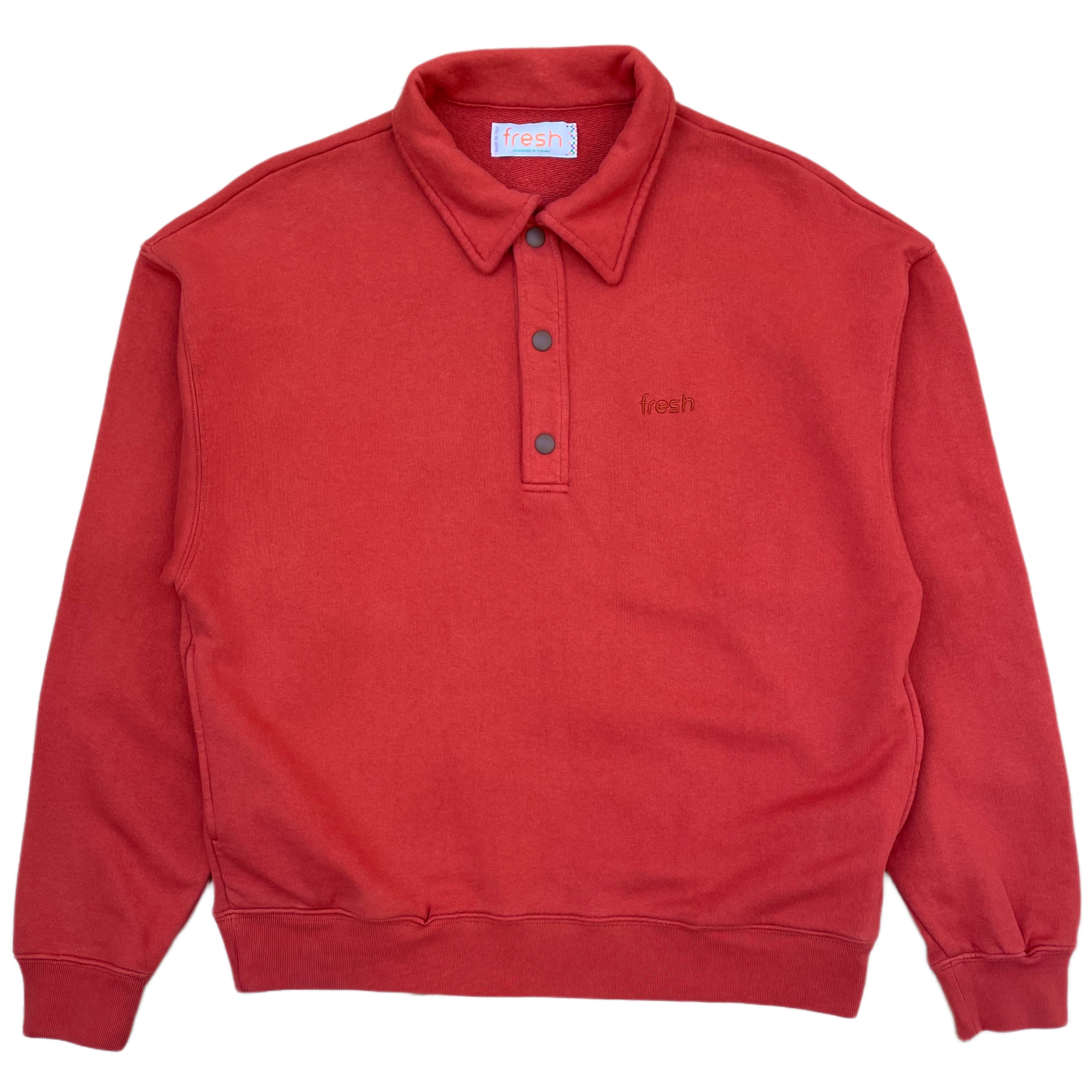 FRESH Mike Cotton Polo Sweatshirt in Brick Red