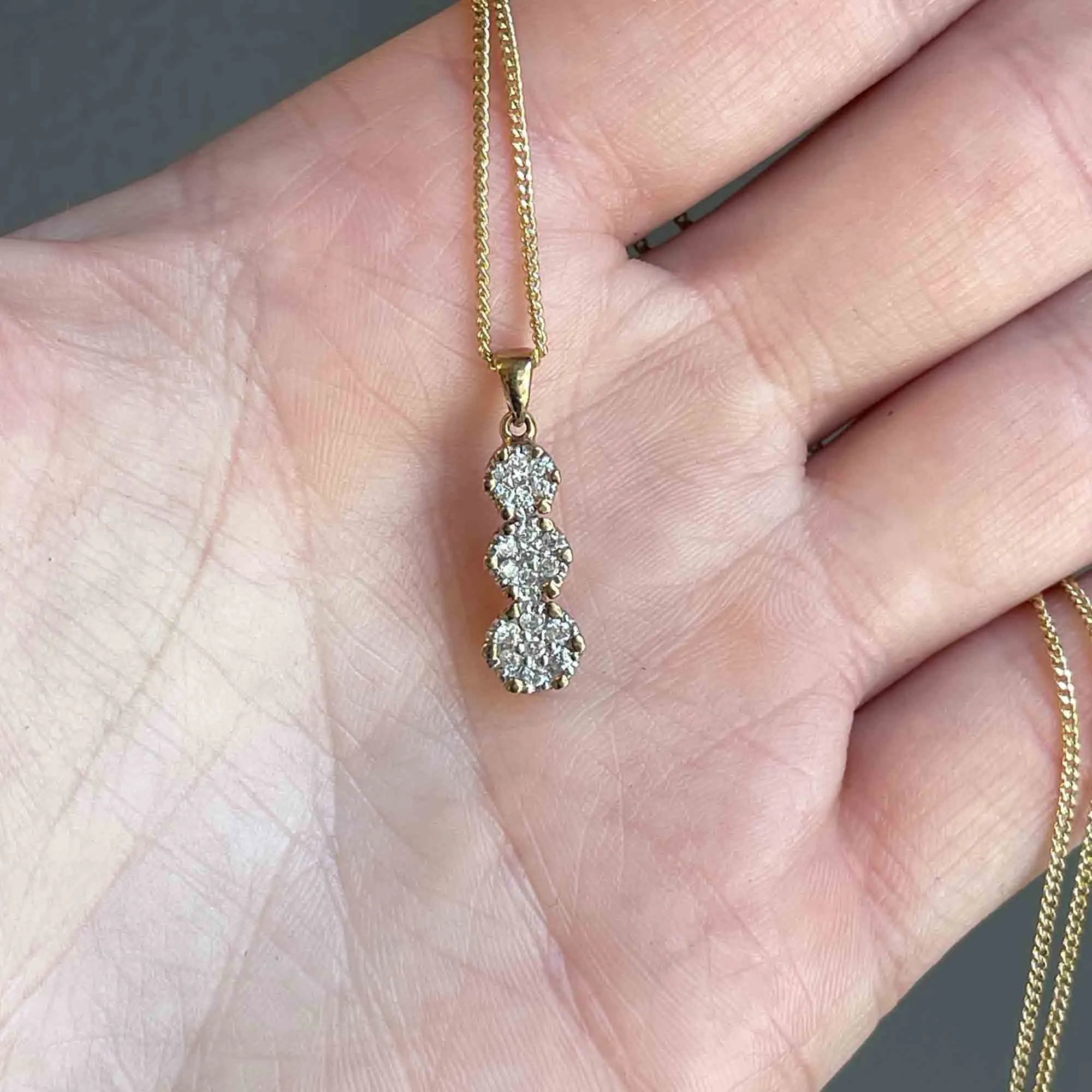 Gold Diamond Journey Style Pendant Necklace