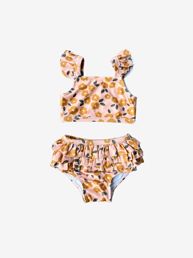 Gold Floral 2pc Swim Suit