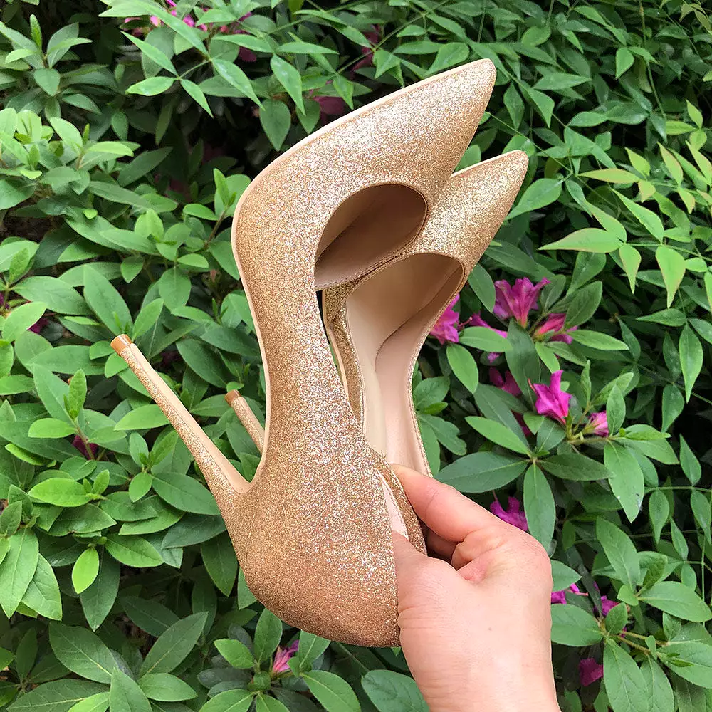 Golden Glitter High Heel Pumps