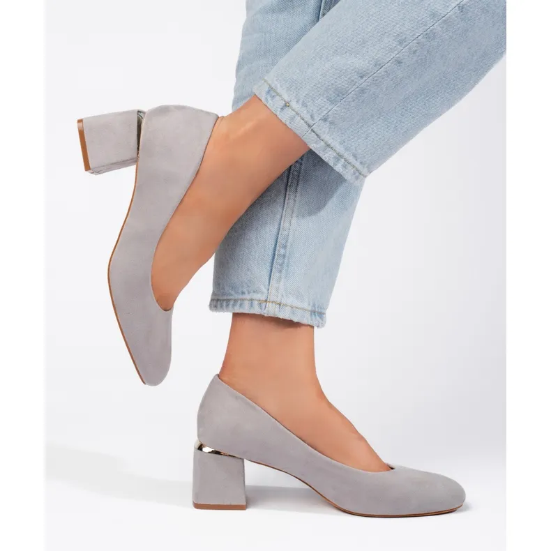 Gray suede high heels grey