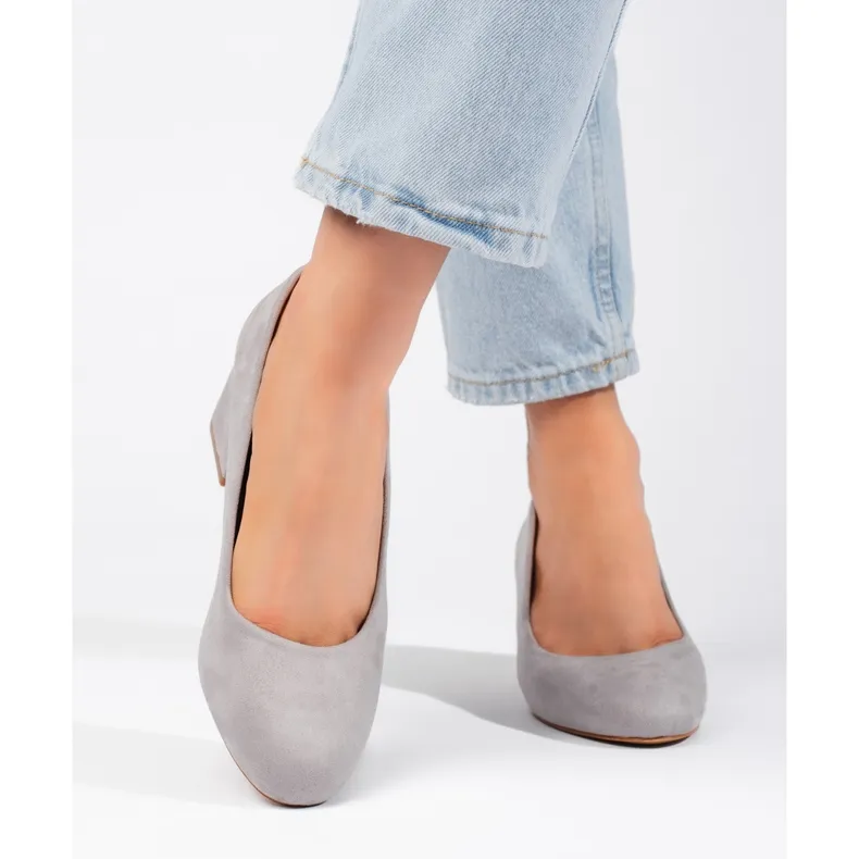 Gray suede high heels grey