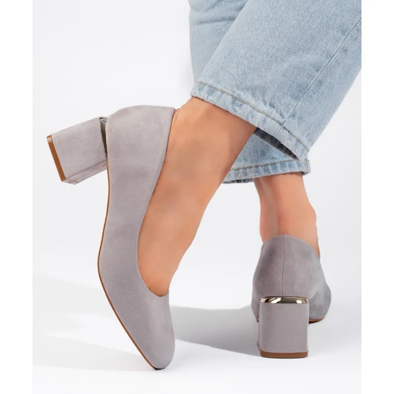 Gray suede high heels grey