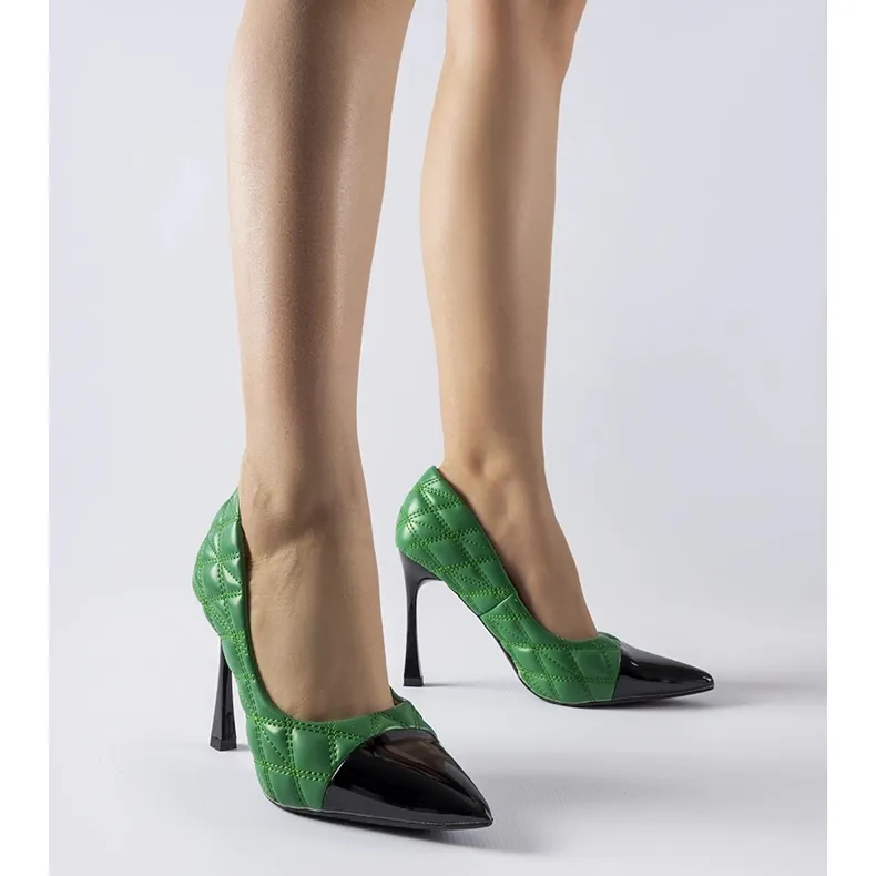 Green quilted Benito high heels