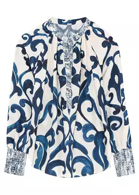 Gustav Annsofie shirt 52649 Skjorte - Sand with Navy Print