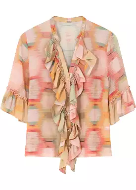 Gustav Biba frills shirt 49606 Skjorte - Hexagon Light Pink Print