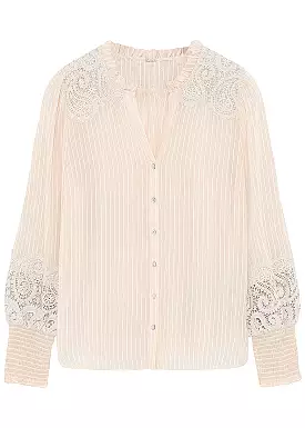 Gustav Carmen Lace Shirt 51620 Skjorte - Cream Tan