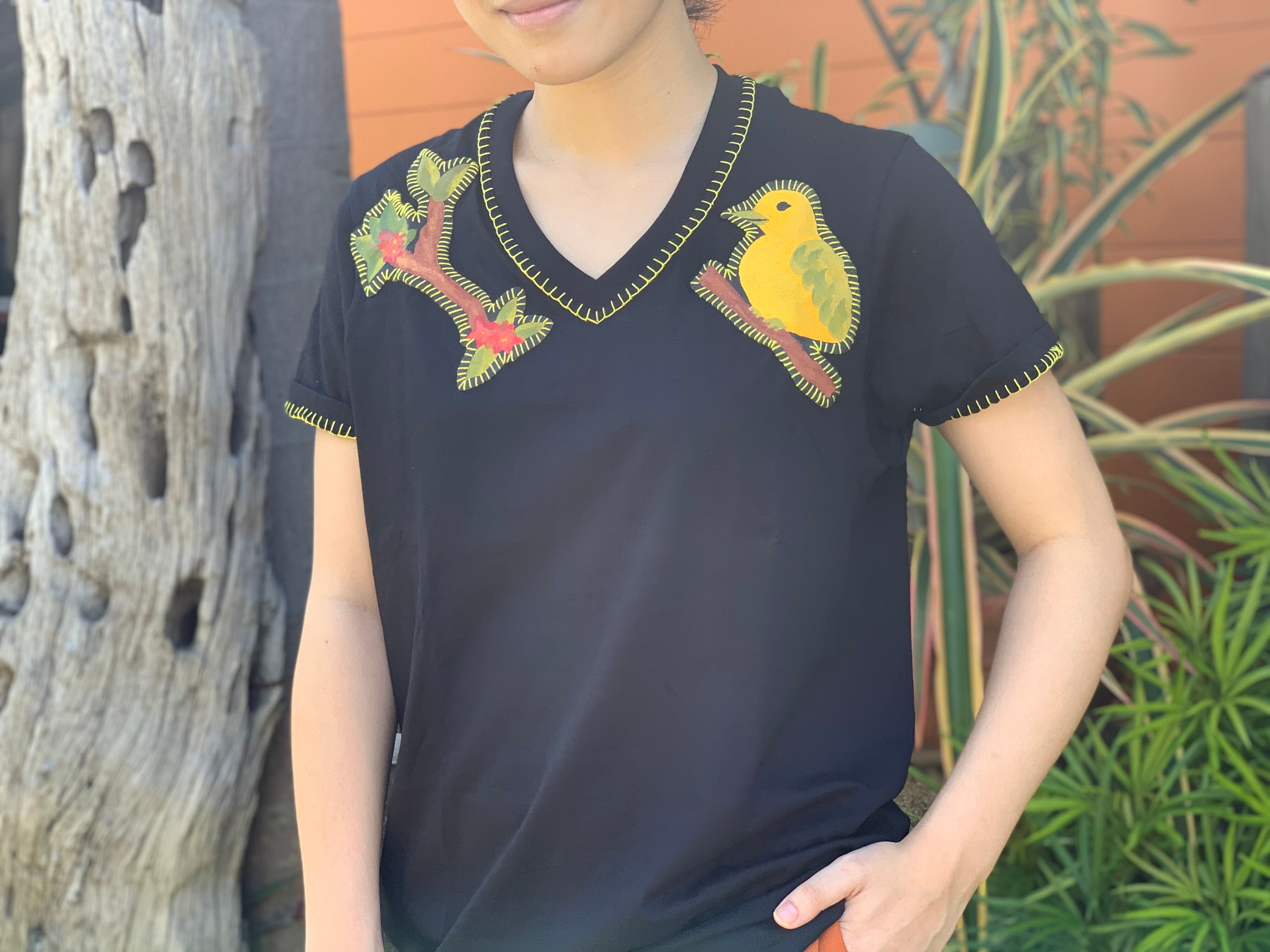 Hand-Painted Shirt (Bird+Tree)