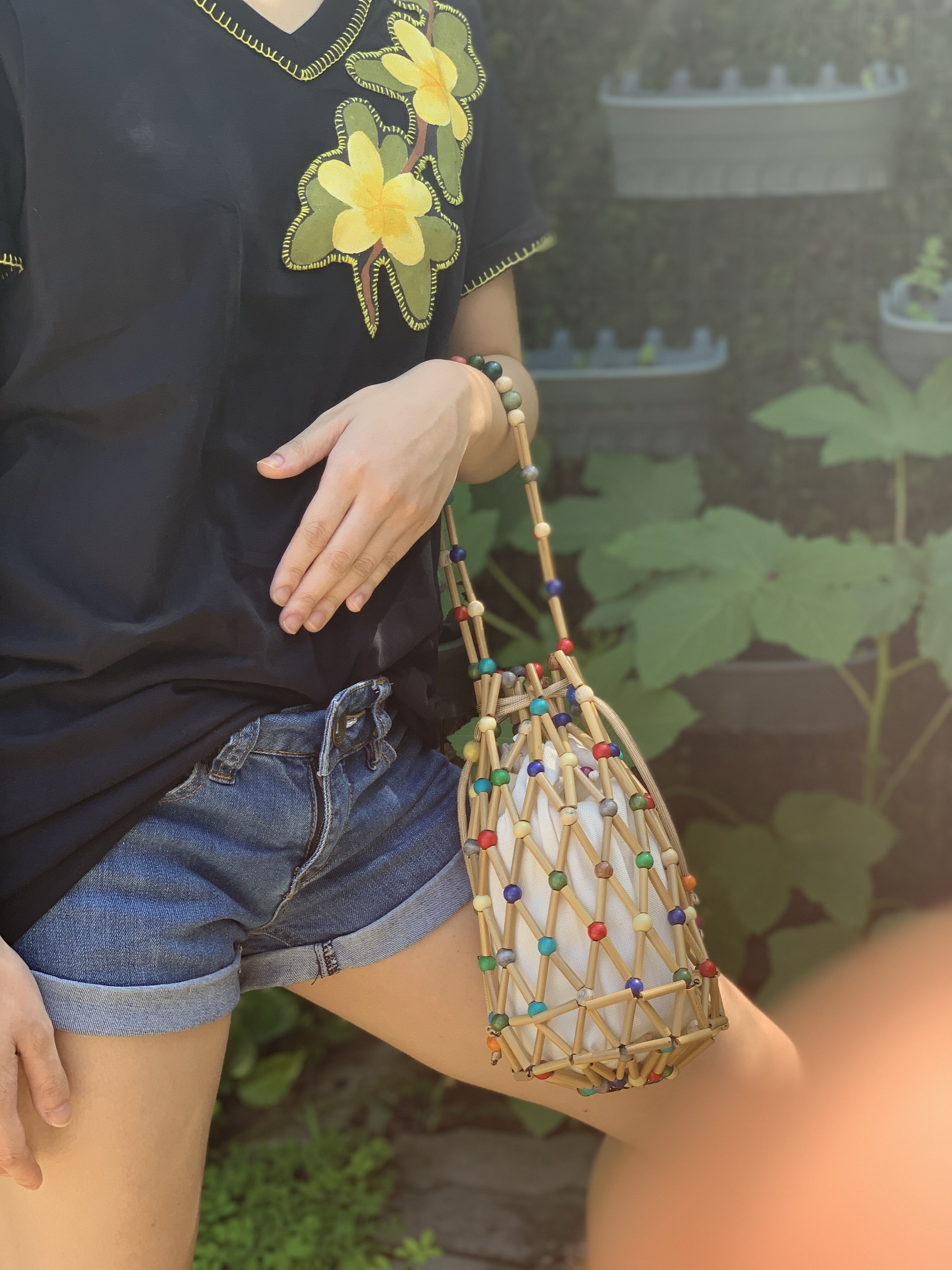 Hand-Painted Shirt (Yellow Orchids)