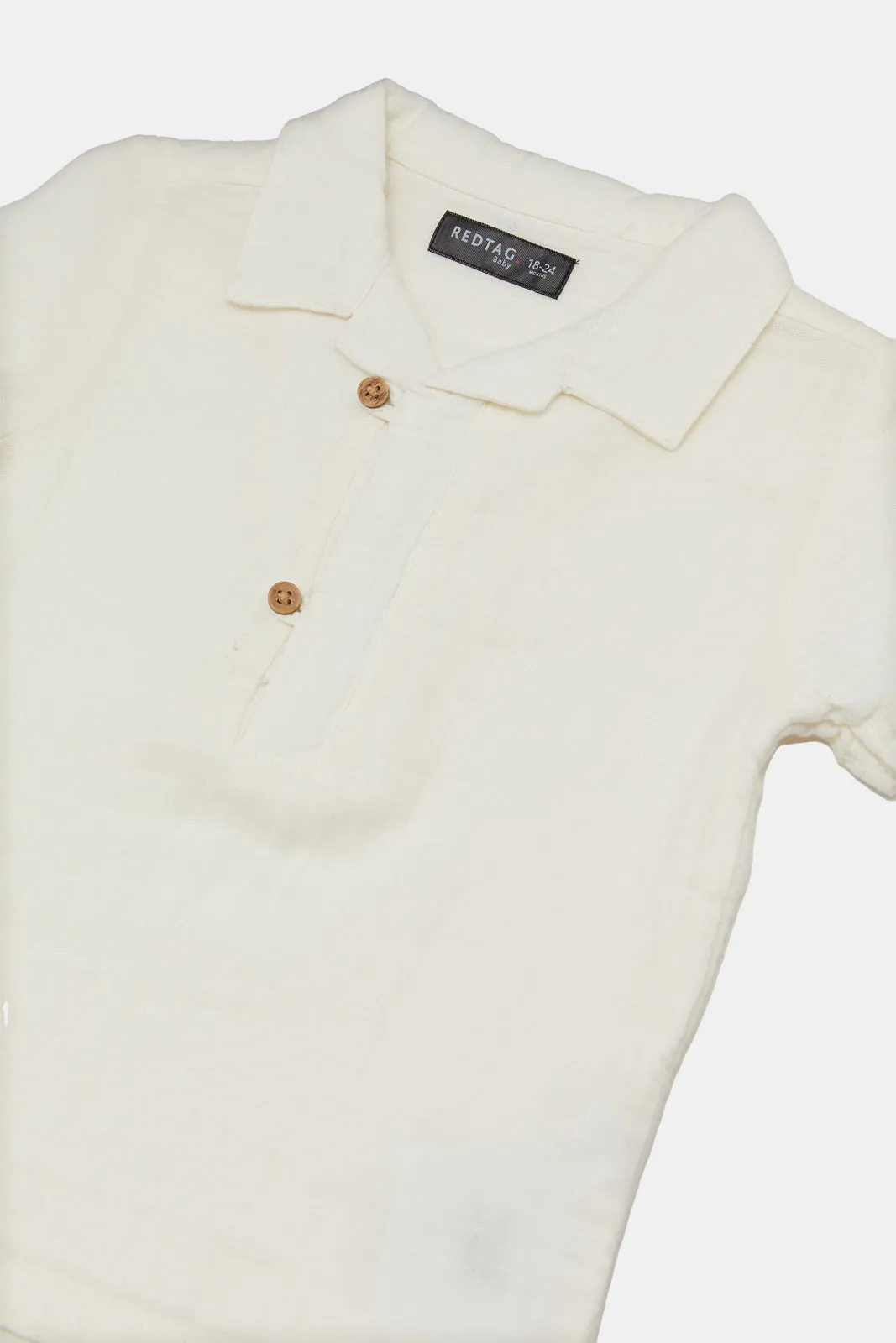 Infant Boys Cream Polo Shirt And Pants Casual Set (2 Piece)