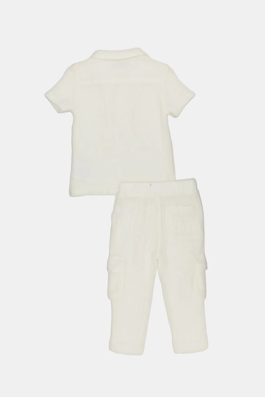 Infant Boys Cream Polo Shirt And Pants Casual Set (2 Piece)