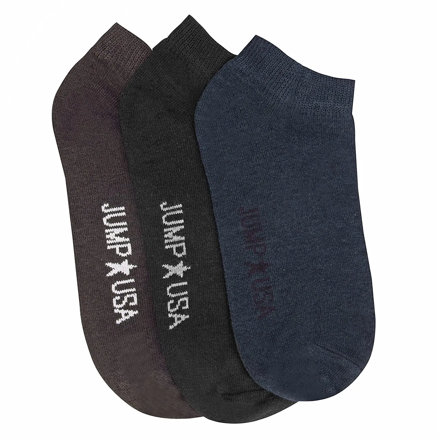 JUMP USA Men's Pack of 3 Ankle Length socks | Men's Casual Socks for Everyday Wear - Sweat Proof, Quick Dry, Padded for Extra Co