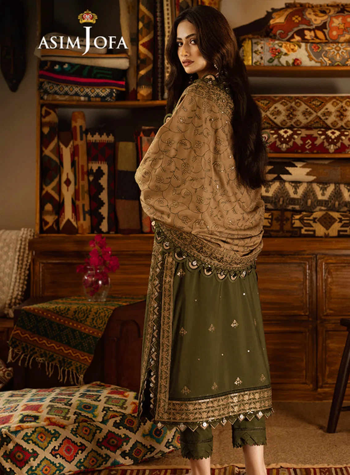 Kashmiri Taanka By Asim Jofa Embroidered Slub Raw Silk Unstitched 3 Piece Suit - AJ23KT 07