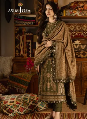 Kashmiri Taanka By Asim Jofa Embroidered Slub Raw Silk Unstitched 3 Piece Suit - AJ23KT 07