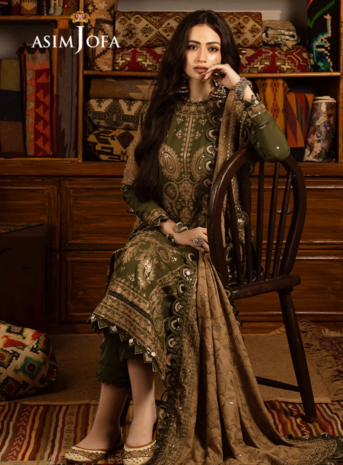 Kashmiri Taanka By Asim Jofa Embroidered Slub Raw Silk Unstitched 3 Piece Suit - AJ23KT 07