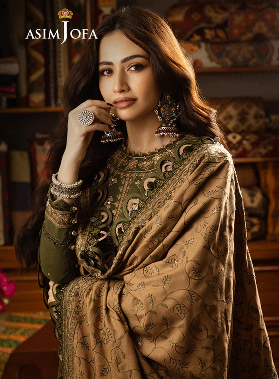 Kashmiri Taanka By Asim Jofa Embroidered Slub Raw Silk Unstitched 3 Piece Suit - AJ23KT 07