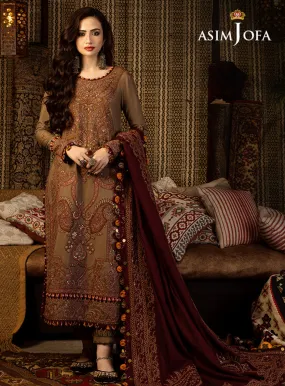 Kashmiri Taanka By Asim Jofa Embroidered Slub Raw Silk Unstitched 3 Piece Suit - AJ23KT 11